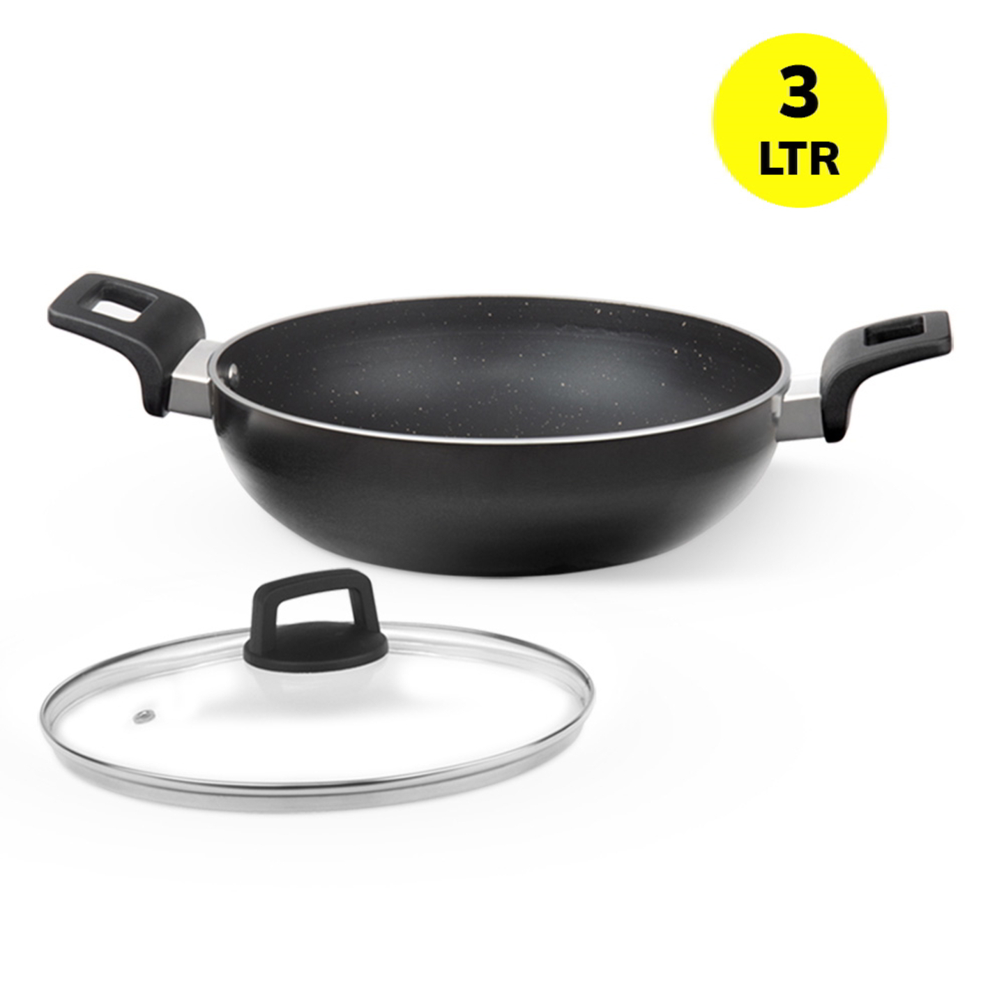 Borosil Granito Non-Stick Induction Base Kadai With Lid - 3 Litres: 26 cm