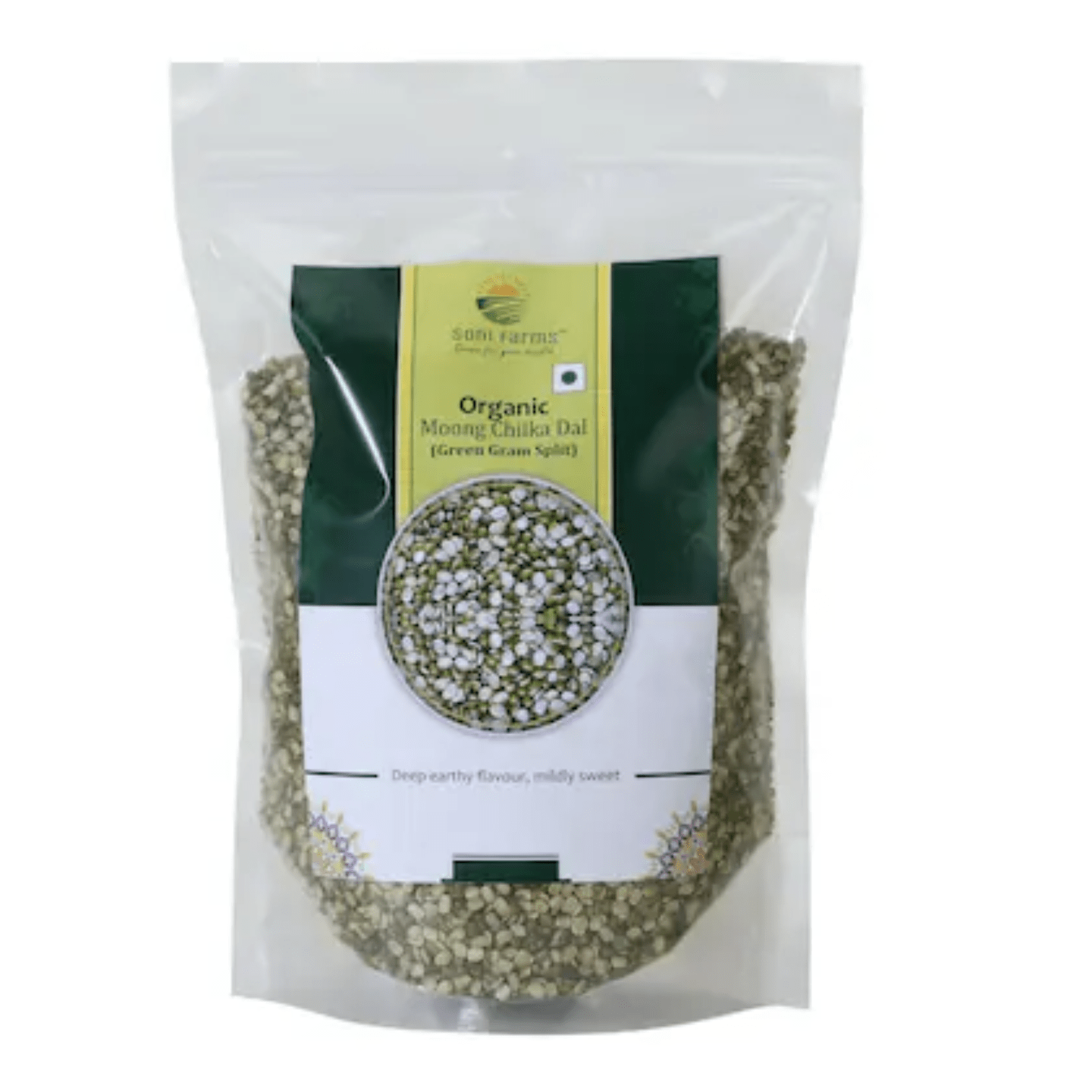 Soni Farms Organic Moong Chilka Dal  1 Kg (सोनी फार्म्स ऑरगॅनिक मूग चिल्का डाळ १ किलो)