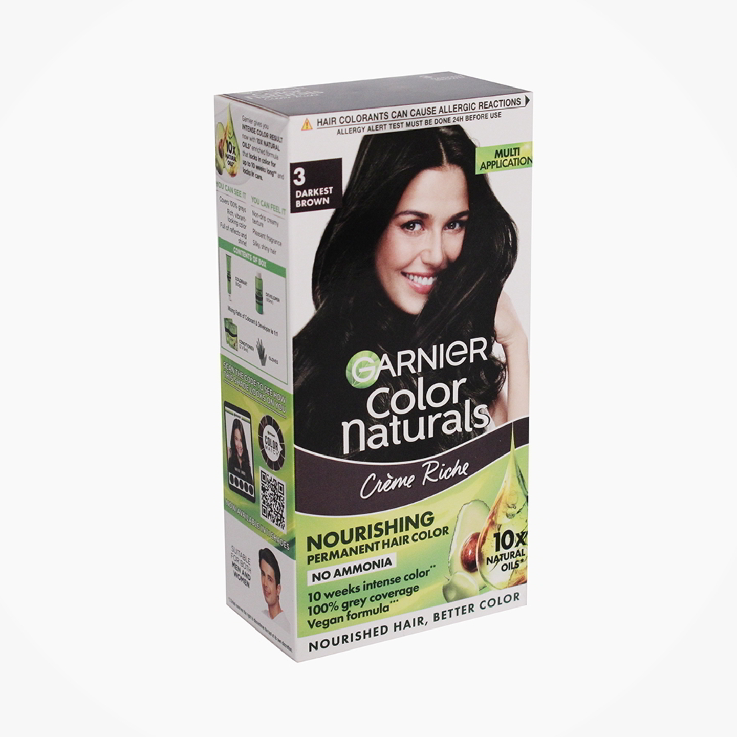 Garnier Color Naturals 3 Darkest Brown Hair Colour - 60ml+50gm: 1 Unit