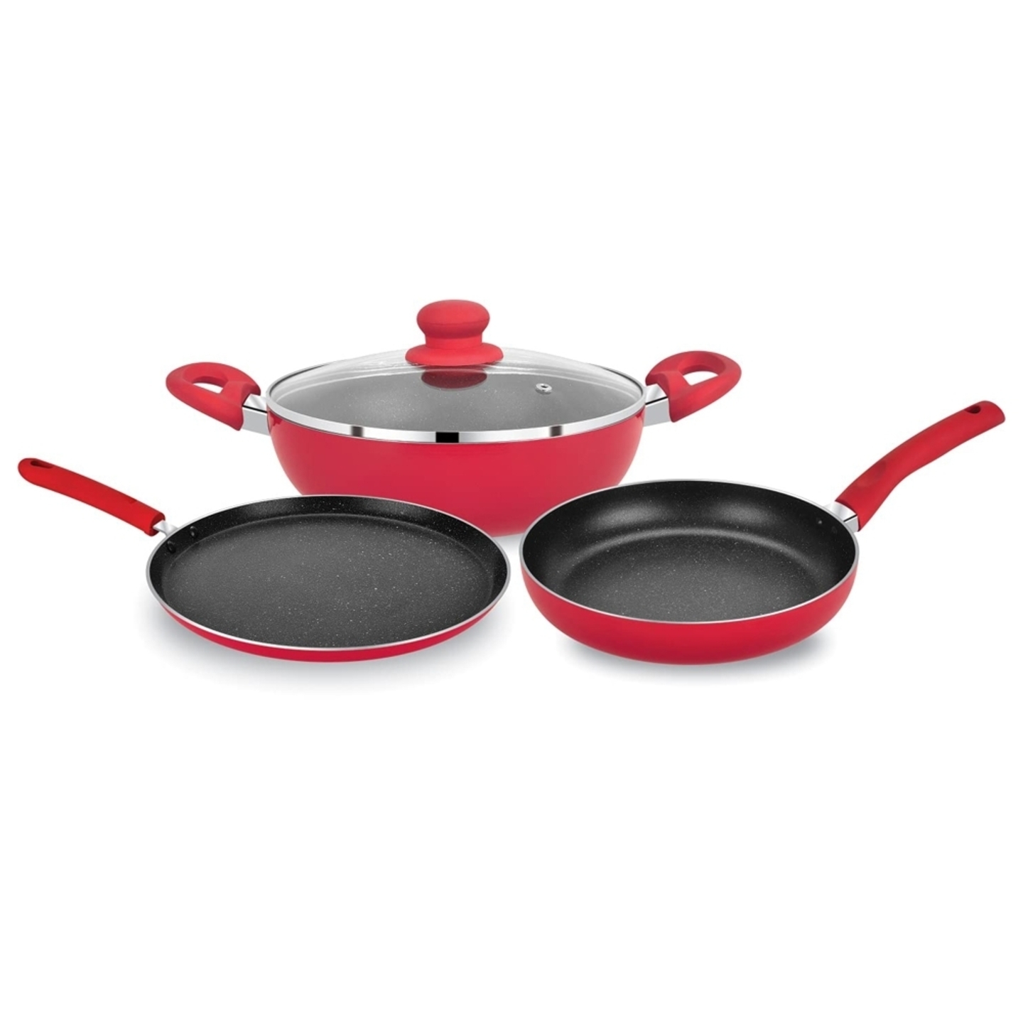 Bergner Aluminium Induction Base Cookware Set - Red: 4 Units