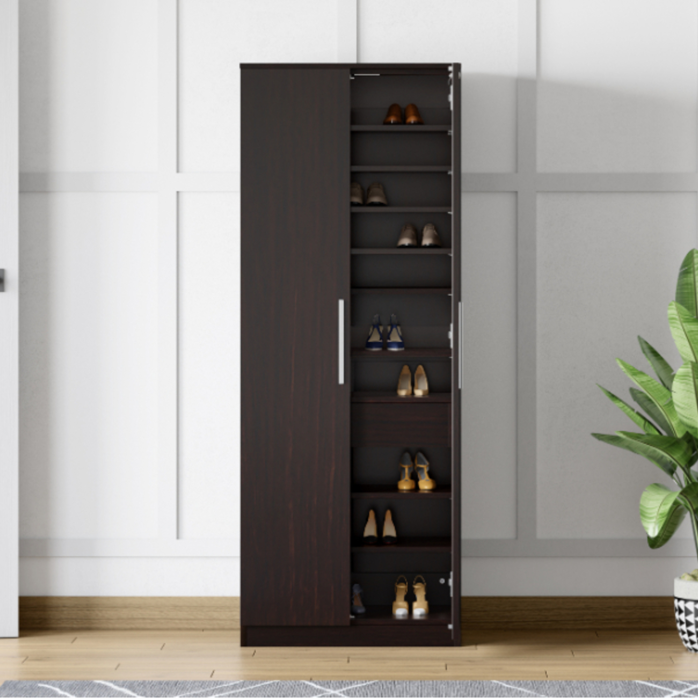 Godrej Brogan Tall Shoe Cabinet Cola Rain Color