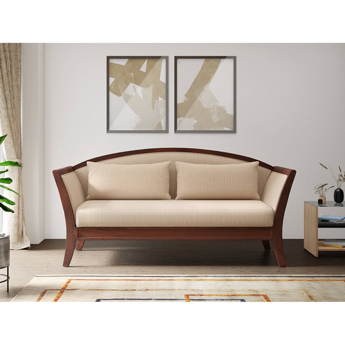 Godrej Cedar 3 Seater Sofa Fabric, Beige