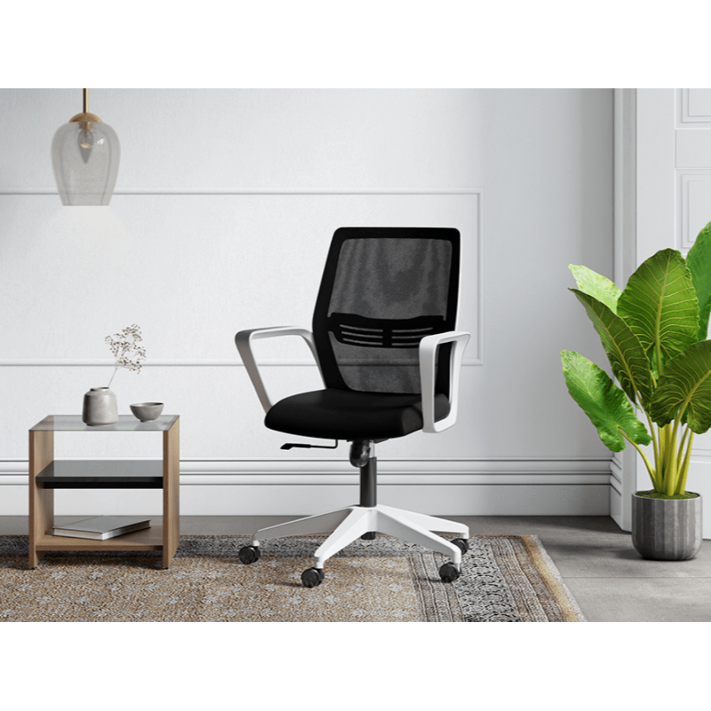 Godrej Vurv Mid Back Chair Knitted Fabric, Black Ink