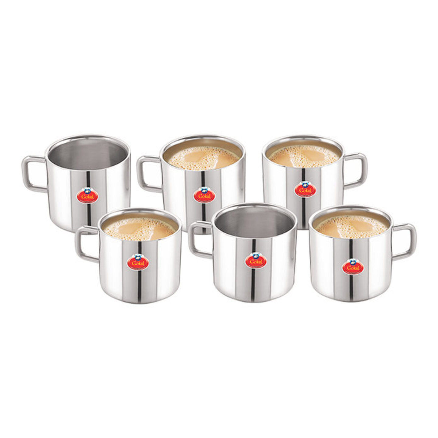 Gokul Stainless Steel Double Wall Tea Cup: 6 Pieces