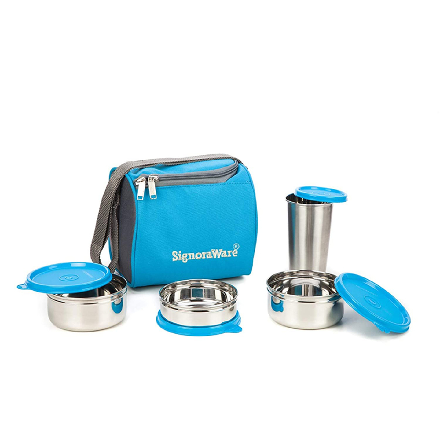 Signoraware Stainless Steel Best Lunch Box - Blue: 4 Containers