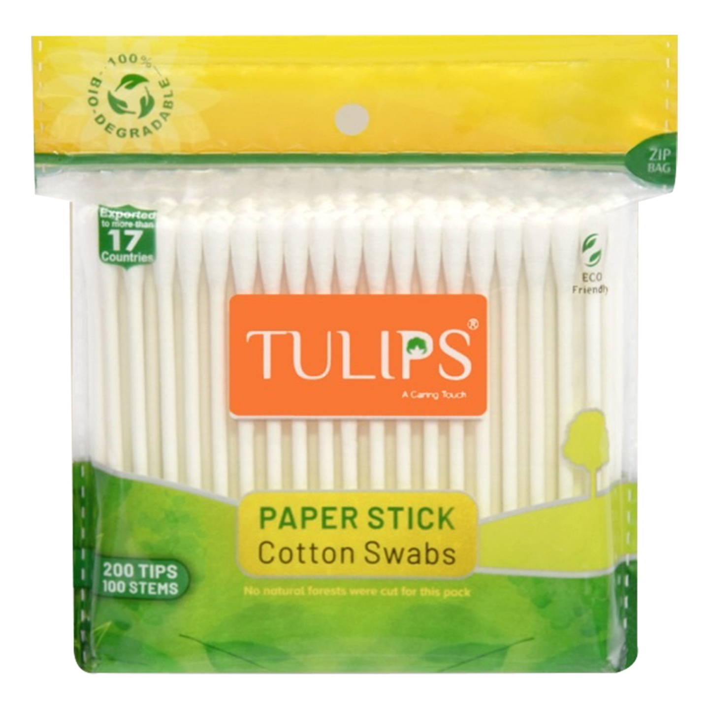 Tulips Cotton Buds - Zipper Bag: 100 Sticks