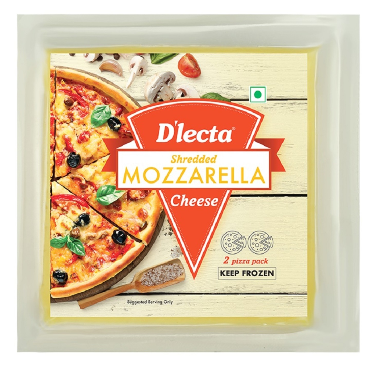 D'lecta Frozen Shredded Mozzarella Cheese: 140 gms