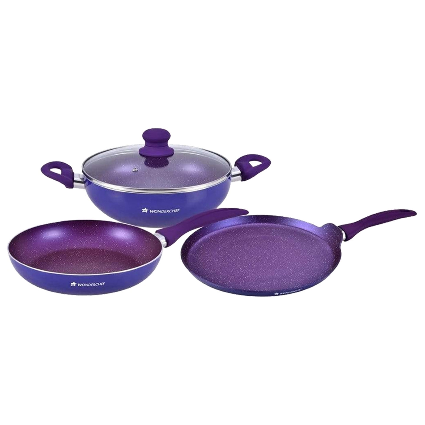 Wonderchef Blueberry Aluminium Non-Stick Cookware Set: 