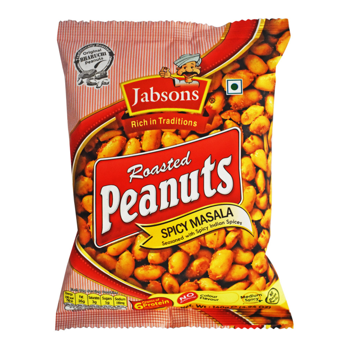 Jabsons Roasted Peanuts Spicy Masala: 140 gms