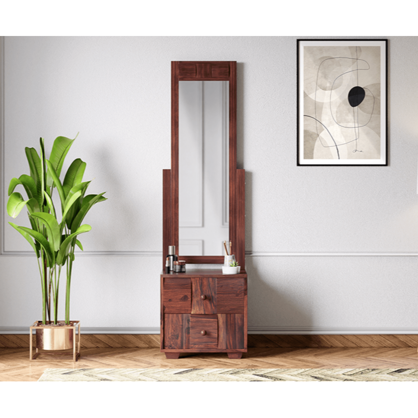 Godrej Retro Wooden Dresser Fine Walnut