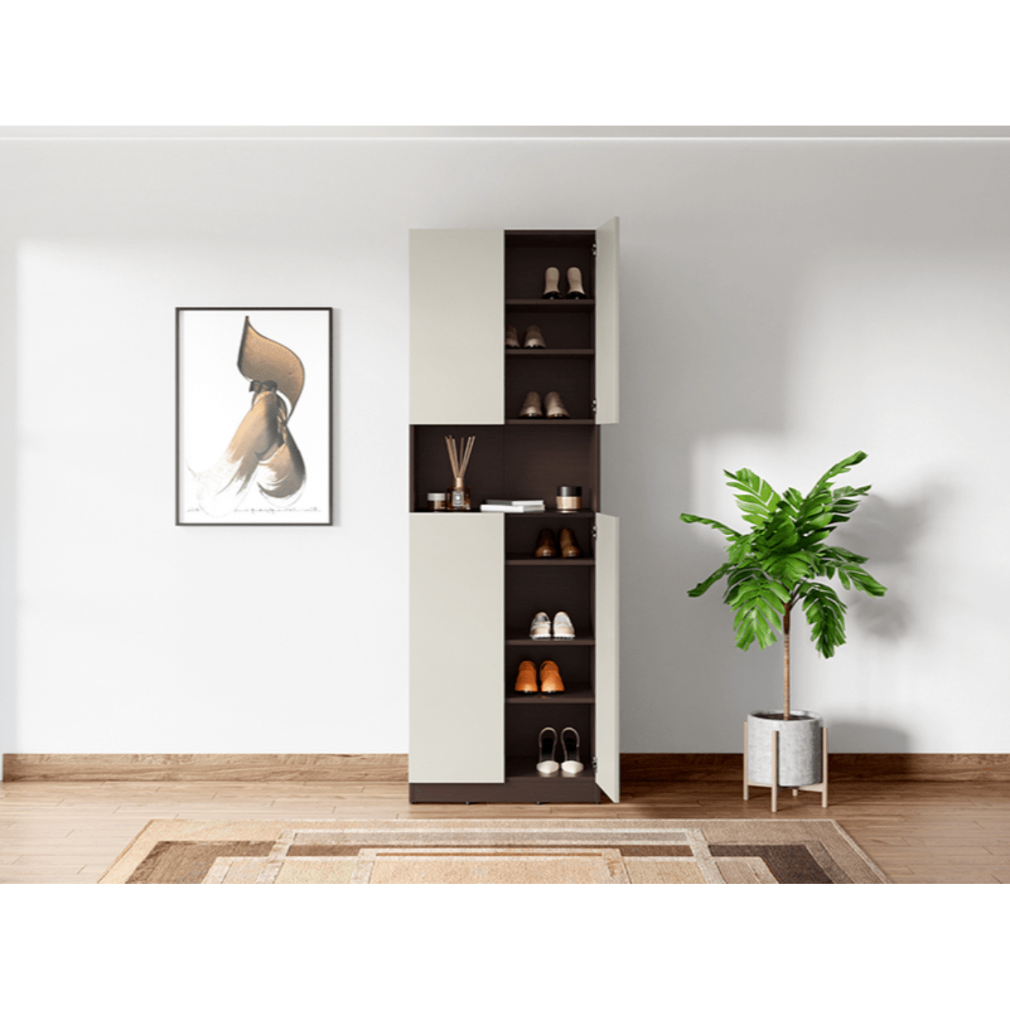 Godrej Sienna Shoe Cabinet Engineered Wood, Cinnamon & Warm Grey