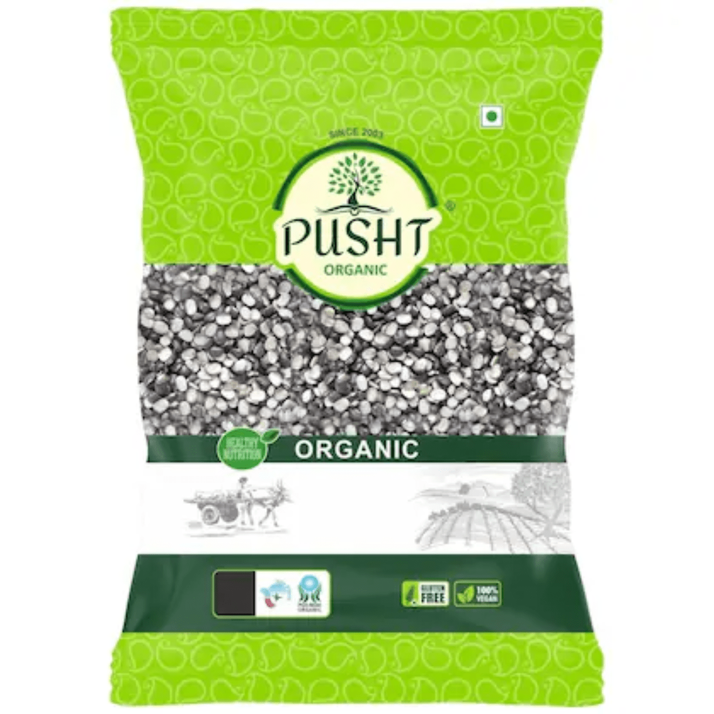 Pusht Organic Urad Chilka - 500Gm (पुष्ट ऑरगॅनिक उडीद चिल्का ५०० ग्रॅम )