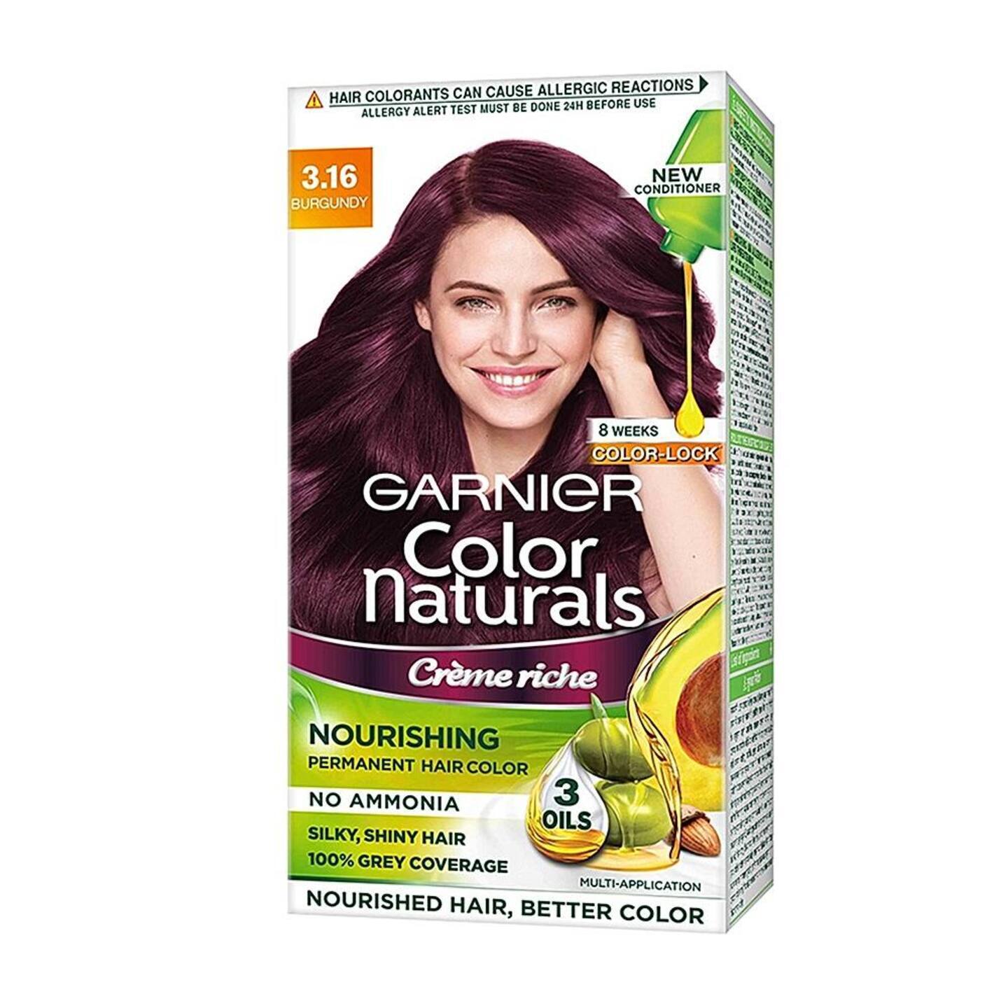 Garnier Color Naturals 3.16 Burgundy Hair Colour - 60 ml + 50 gms: 1 Unit