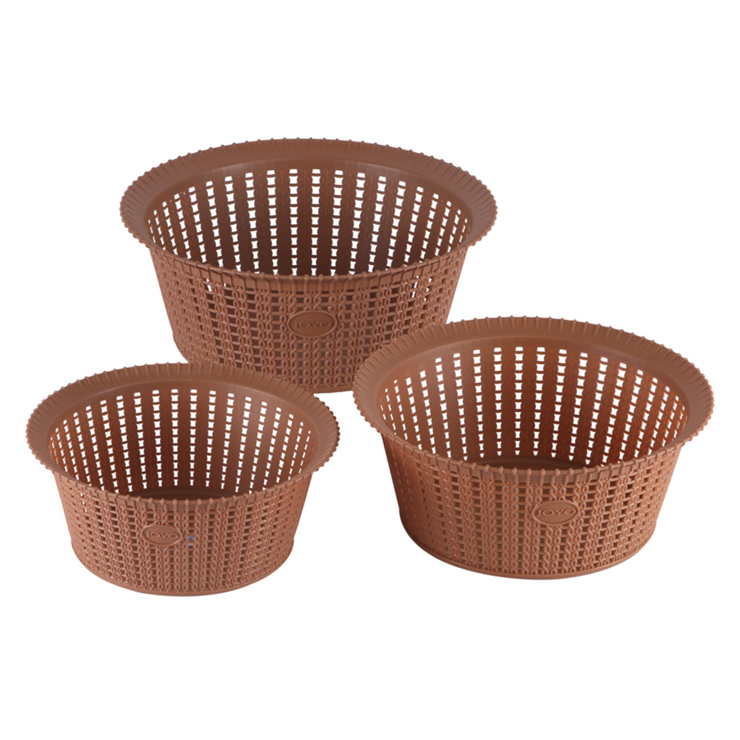 Joyo Knit Basket with Jali - Light Brown: Set of 3