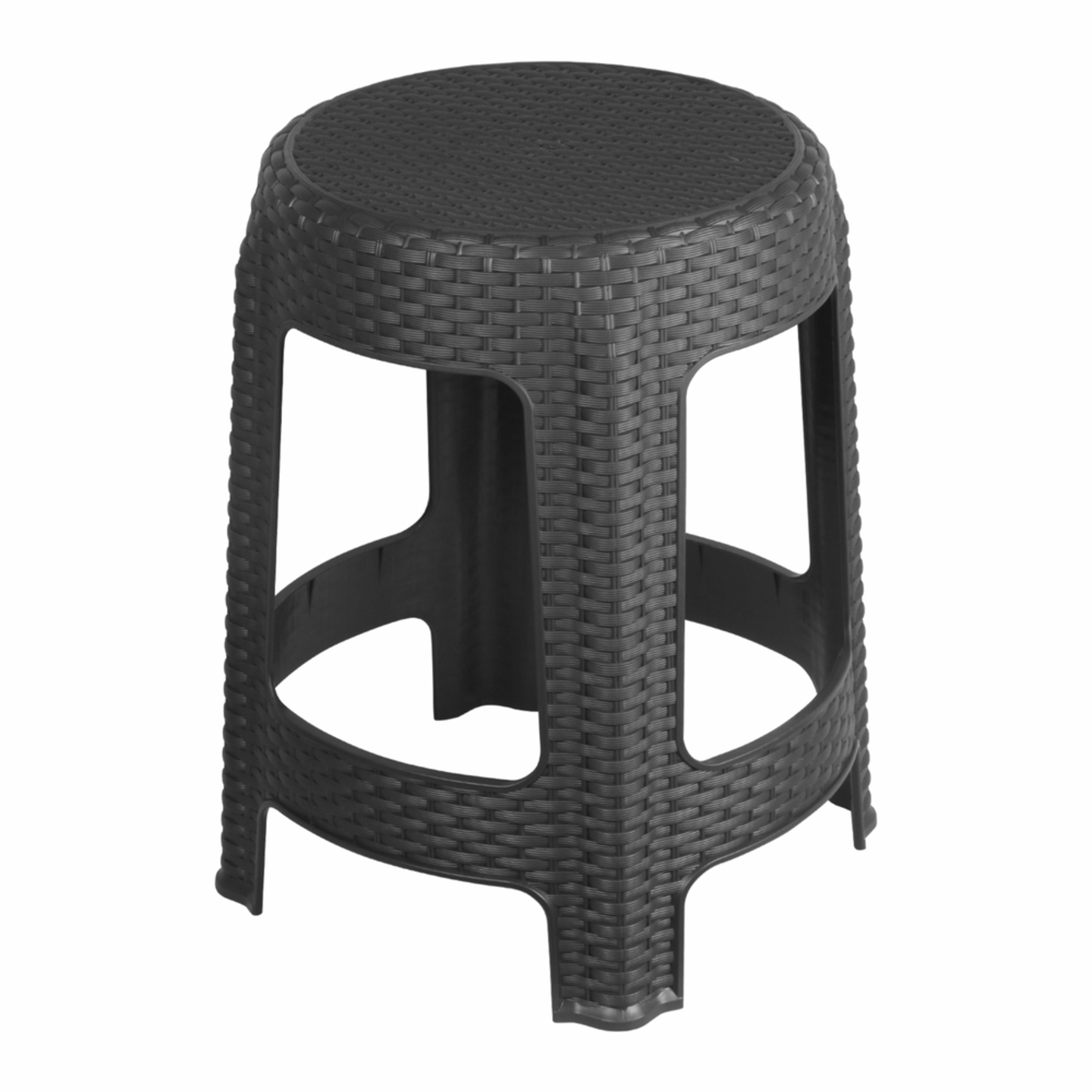 Joyo Cane Round Stool - Sky Dark Grey: 1 Unit