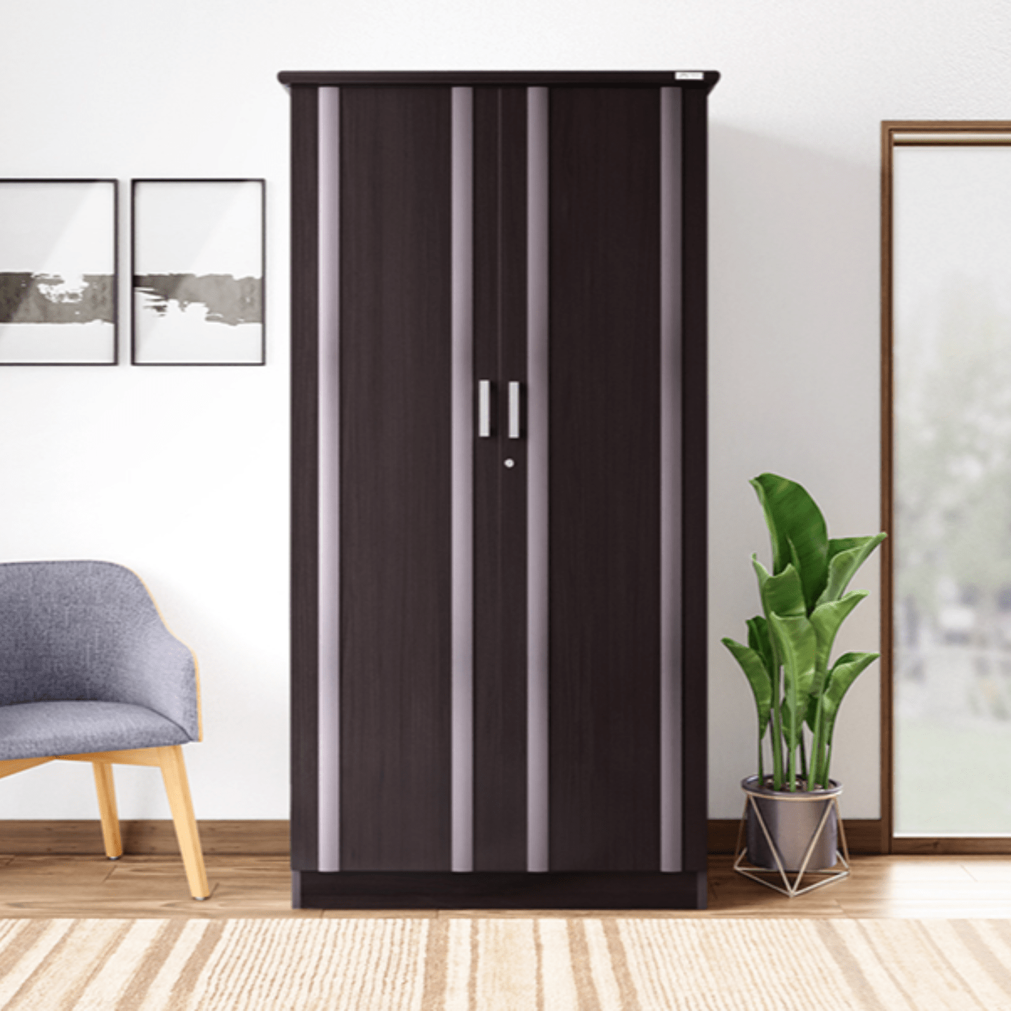 Godrej Zurina Wooden Wardrobe 2 Door, Wenge