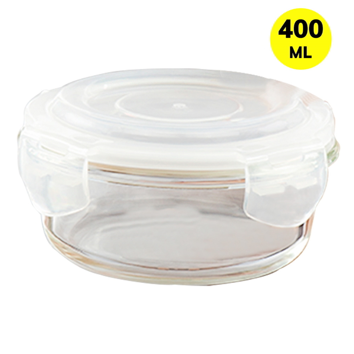 Borosil Klip-N-Store Round Glass Container: 400 ml