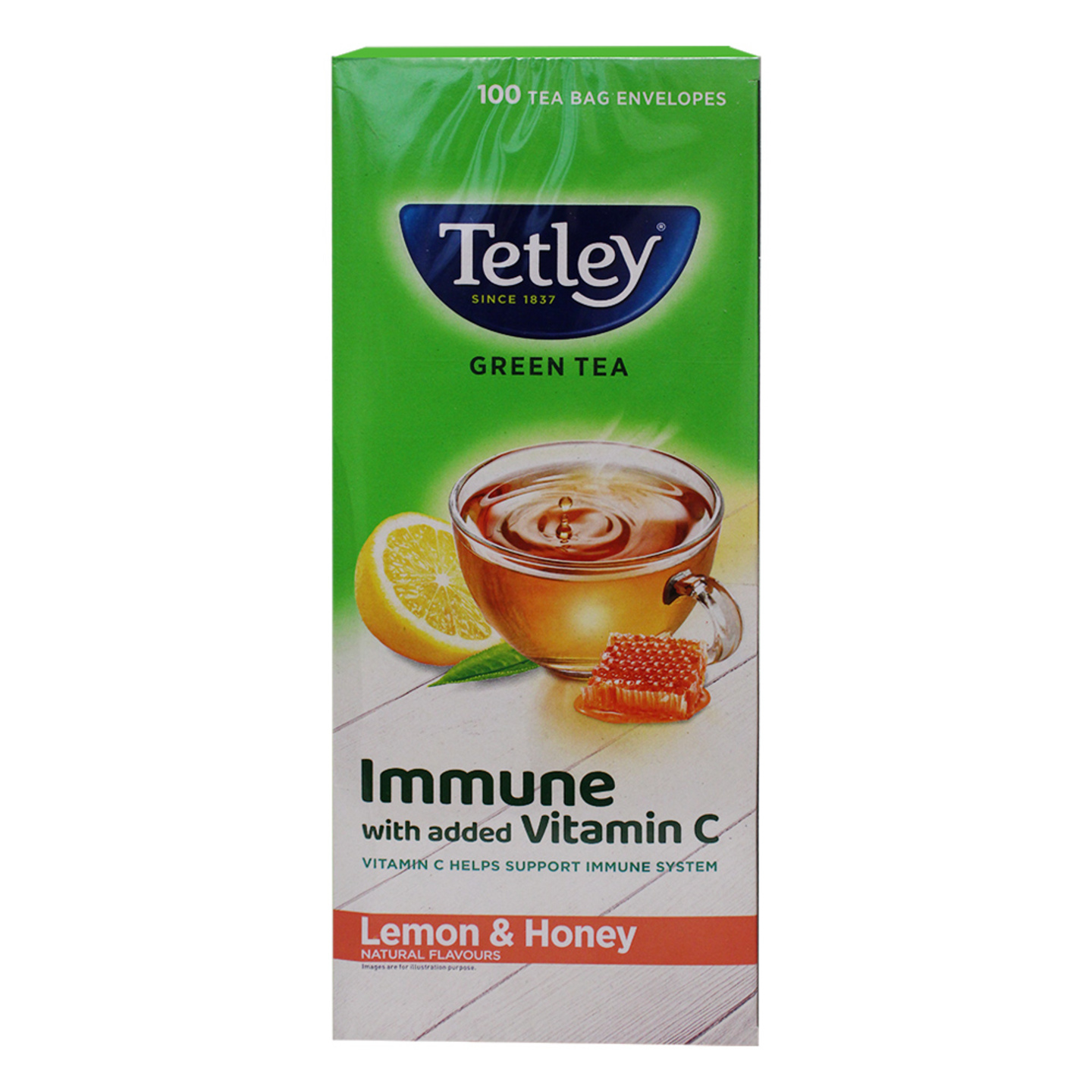 Tetley Green Tea Lemon & Honey: 100 Tea-Bags