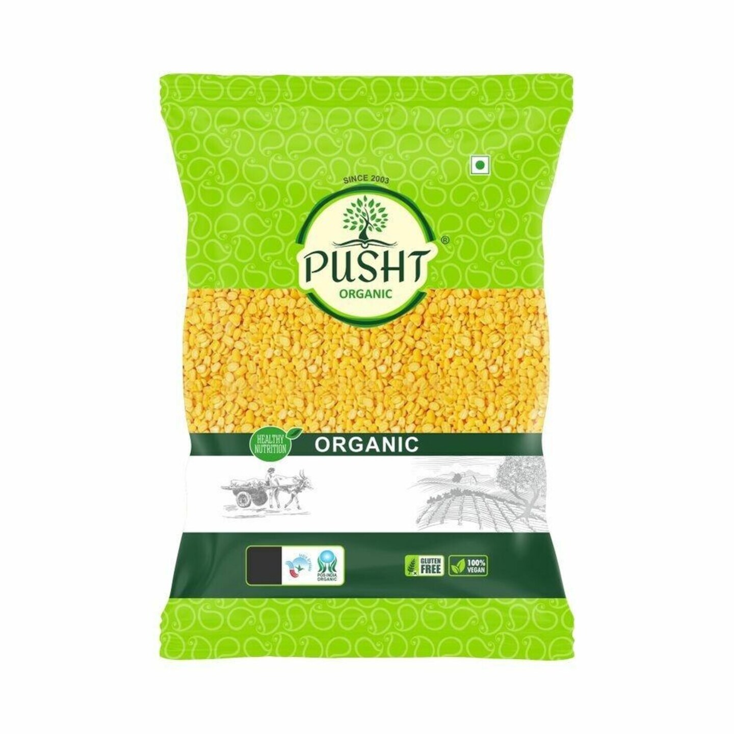 Pusht Organic Moong Dal 500gm (पुष्ट ऑरगॅनिक मूग डाळ ५०० ग्रॅम )