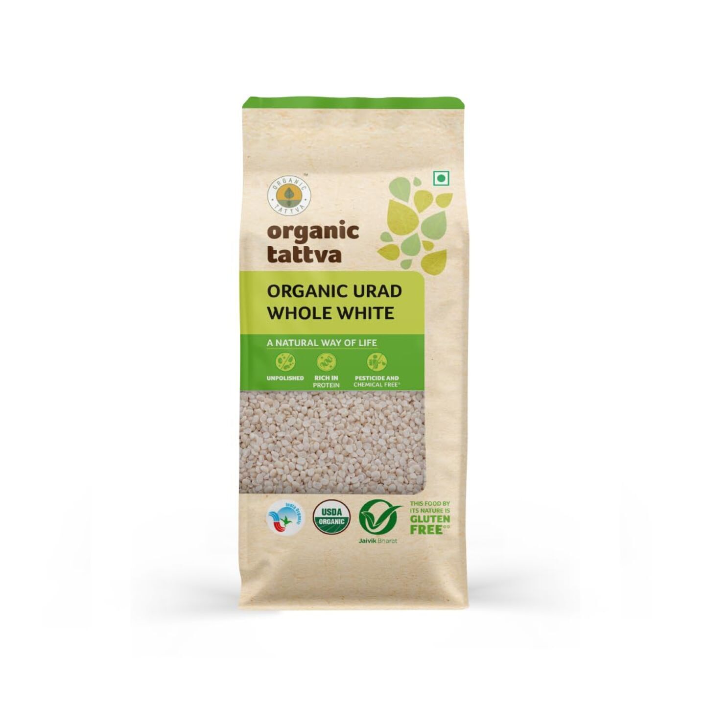 Organic Tattva Organic Urad Whole White 1 kg (ओर्गनिक् तत्व ओर्गनिक् उडीद अख्खा पांढरा १ किलो)