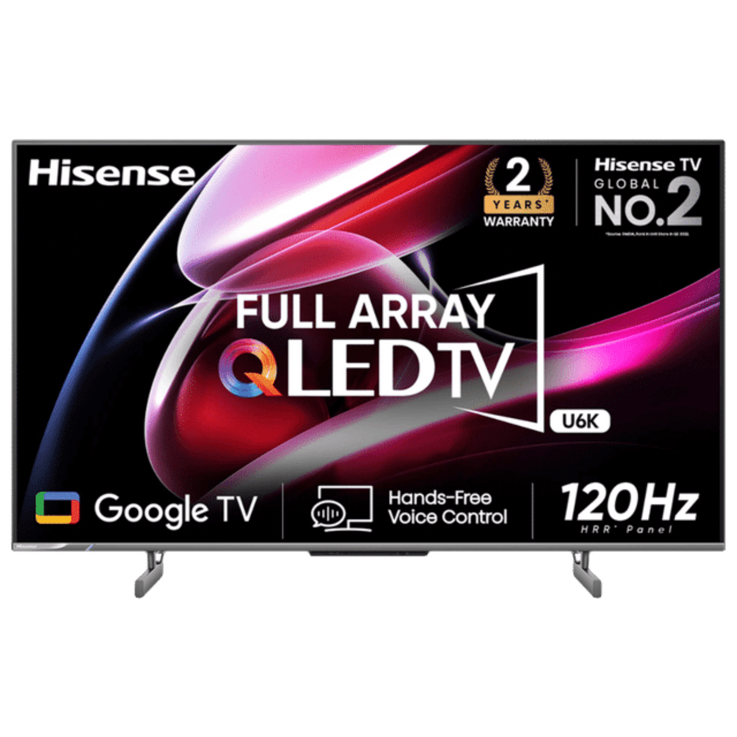 Hisense U6K 164 cm (65 inch) QLED 4K Ultra HD Google TV with Dolby Vision and Dolby Atmos (2023 model)