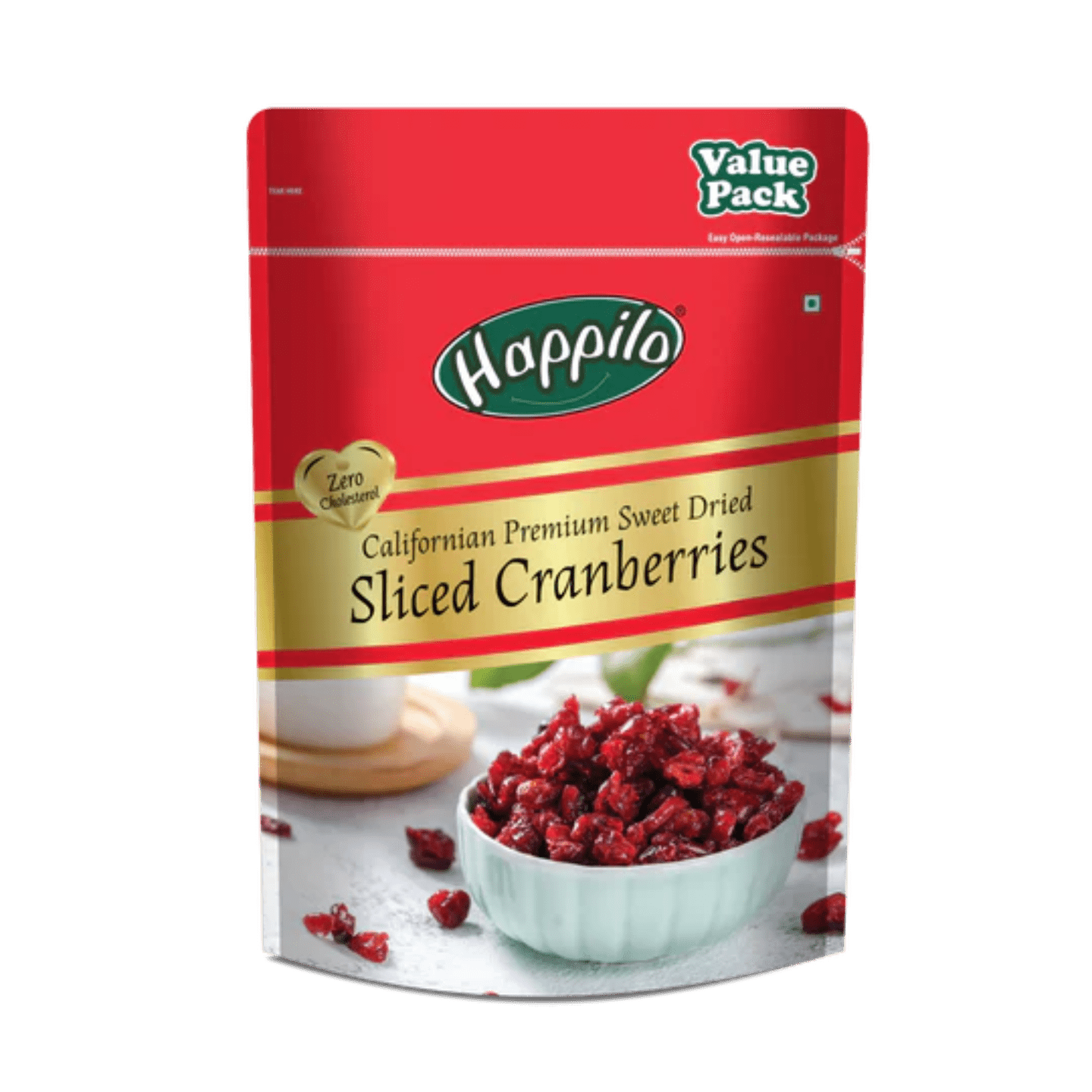 Happilo Californian Sweet Dried Sliced Cranberries 500gm