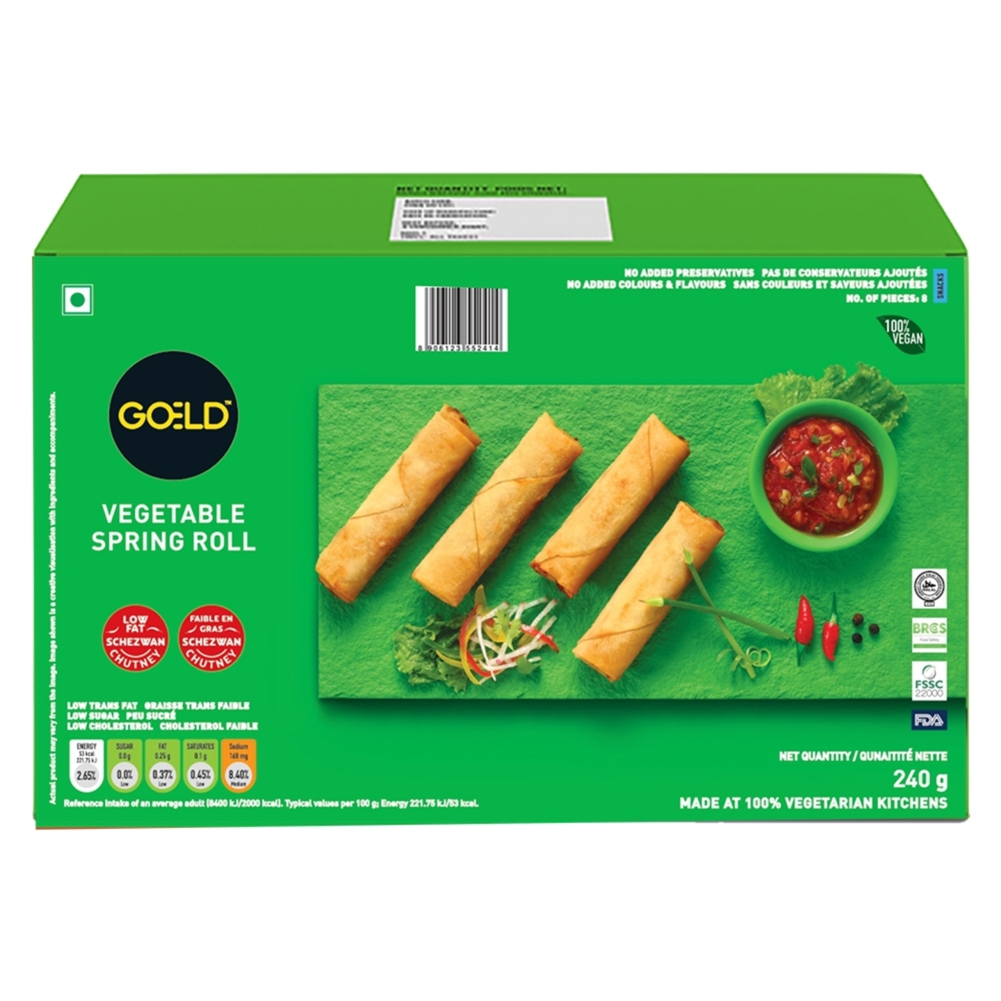 Goeld Vegetable Spring Roll: 240 gms