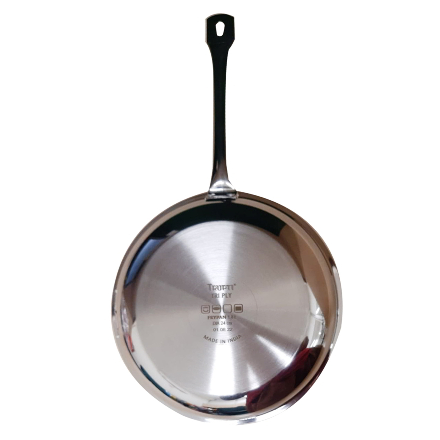 Trupti Stainless Steel Triply Fry Pan: 24 cms