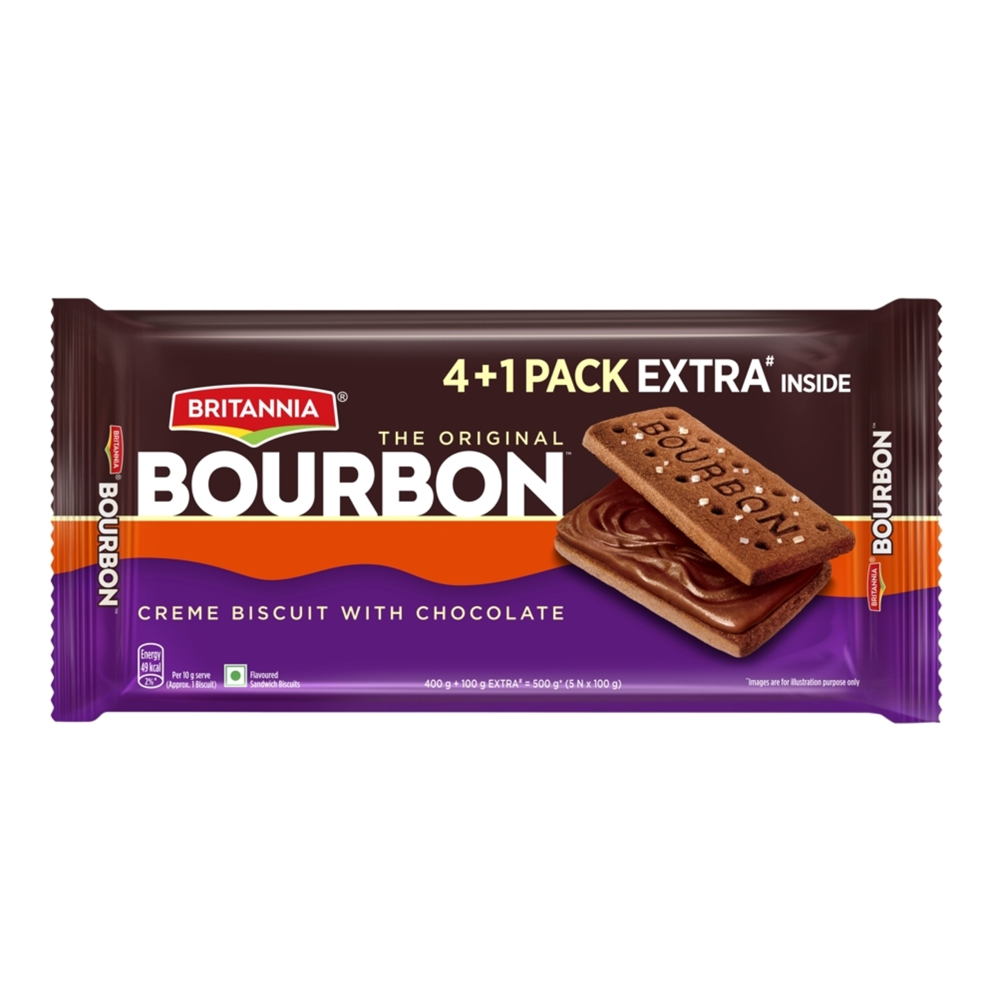 Britannia Bourbon Sandwich Flavoured Biscuits: 500 gms