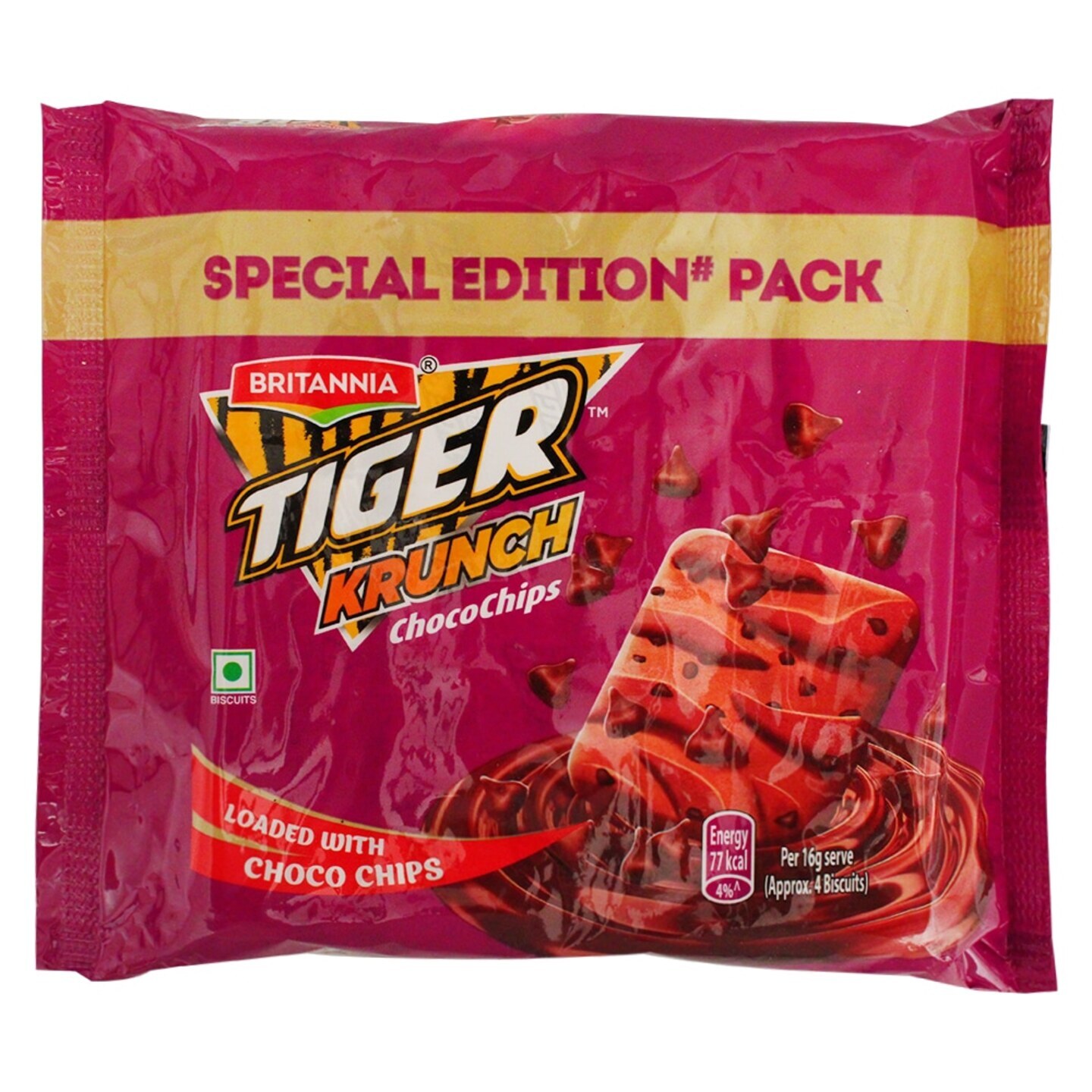 Britannia Tiger Krunch Chocochips Biscuits: 4x100 gms