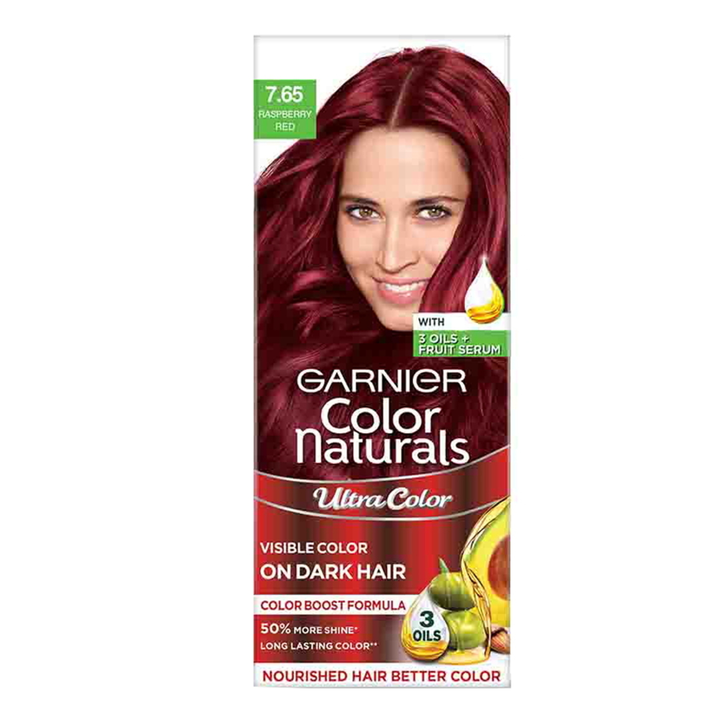 Garnier Ultra Hair Color 7.65 Raspberry Red - 55 ml +50 gms: 1 Unit