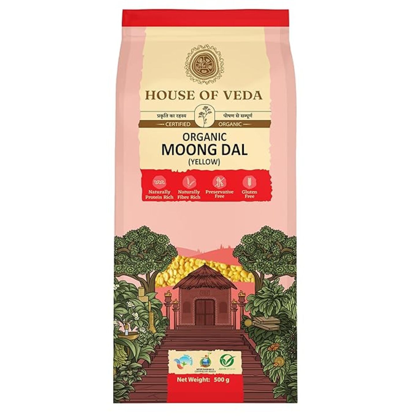 House of Veda Organic Moong Dal Yellow 500 gms (हाउस ऑफ़ वेदा ओर्गनिक् मूग डाळ पिवळा ५०० ग्रॅम)