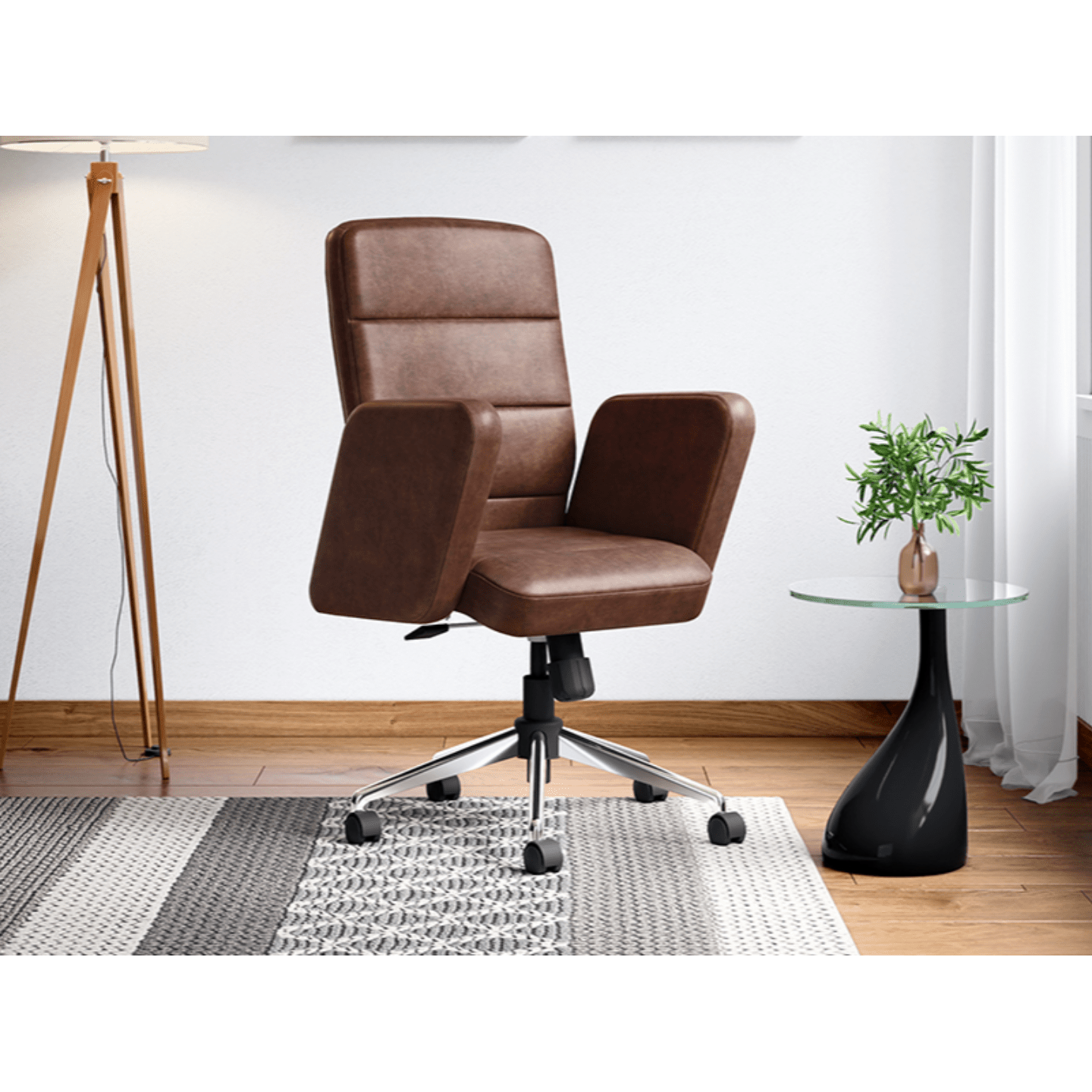 Godrej Tufty Chair Microfiber, Saddle Brown