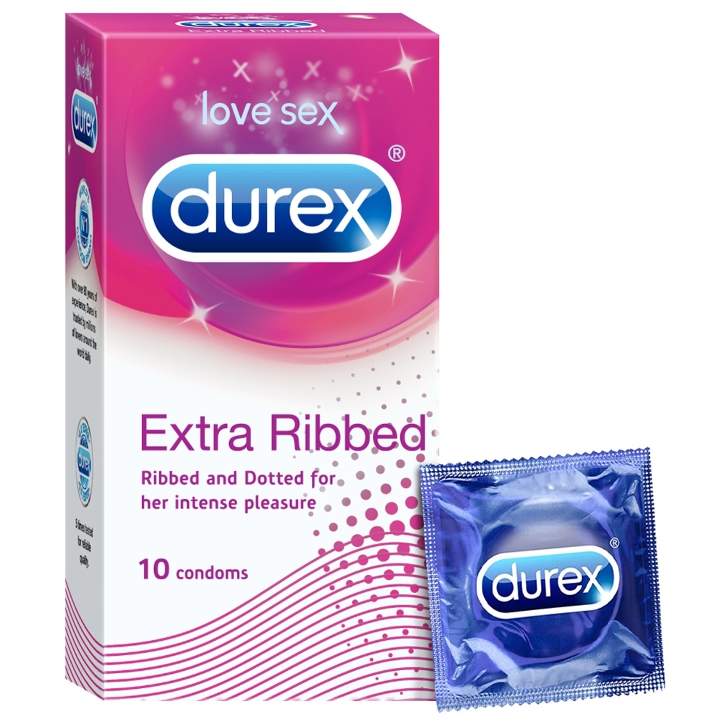 Durex Extra Ribbed Condoms: 10 Pieces