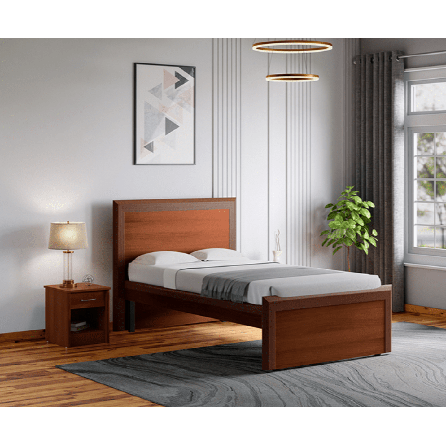 Godrej Adriana Single Size Bed With Storage Walnut Finish