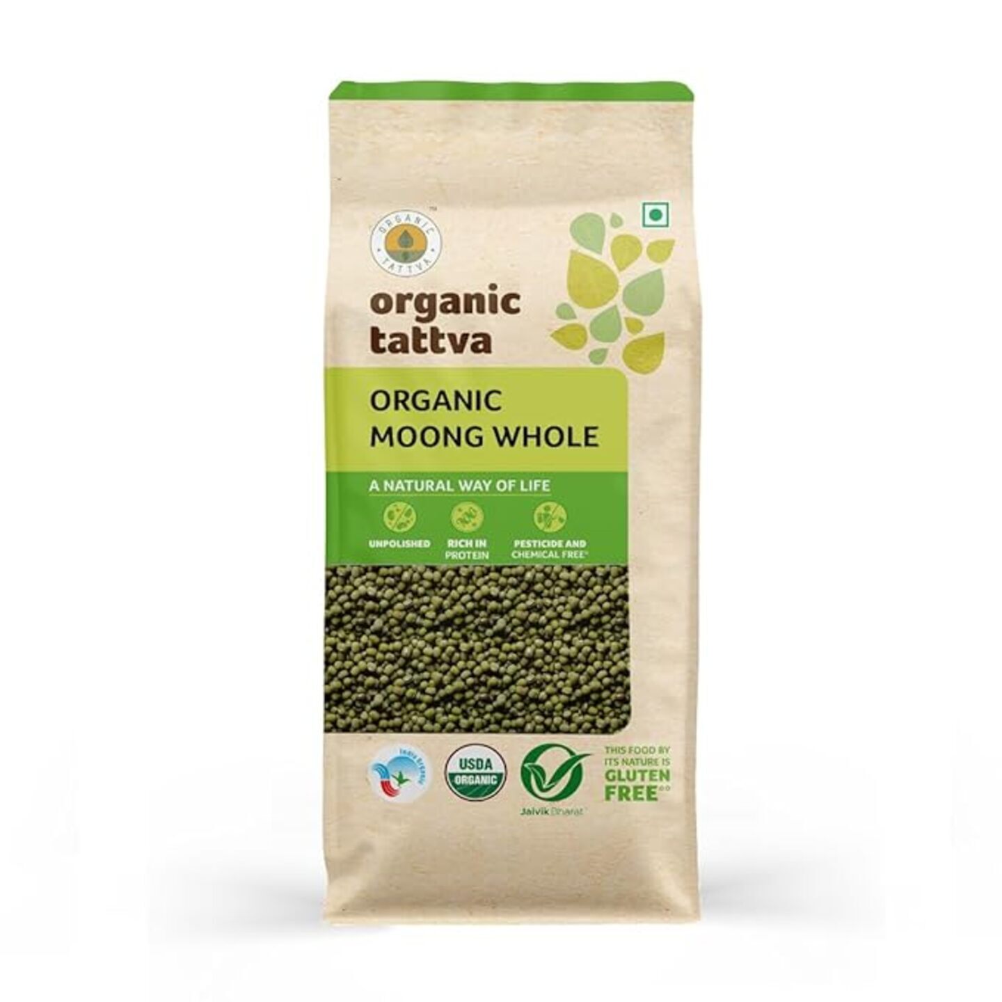 Organic Tattva Moong Dal Whole 500 gms ओरगनिक ततव ओरगनिक मूग डाळ अखखा ५०० गरॅम