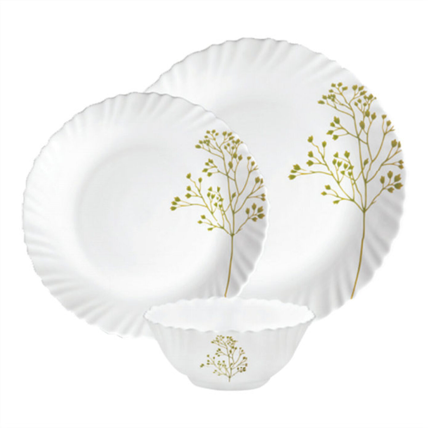 La Opala W & L Blissful Green Dinner Set: 18 Pieces