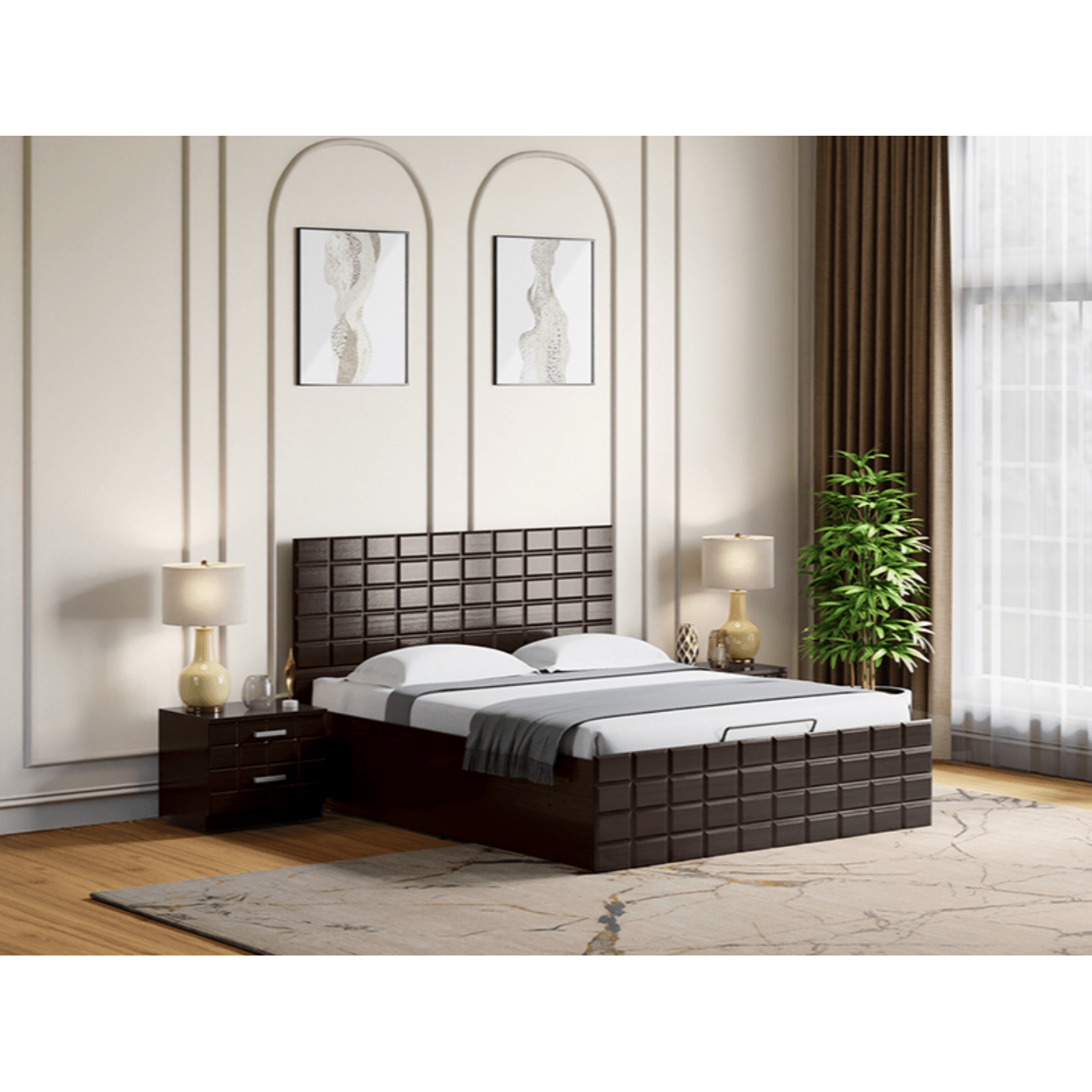 Godrej Chocolate V2 King Size Bed With Storage, Cola Rain