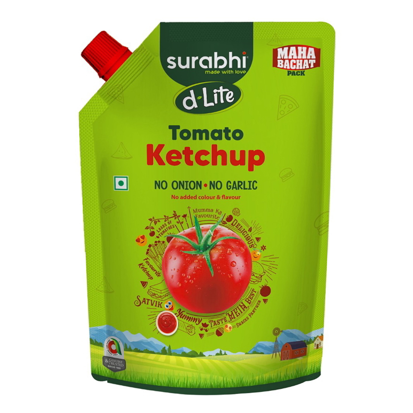 Surabhi D-Lite Tomato Ketchup No Onion No Garlic: 900 gms1