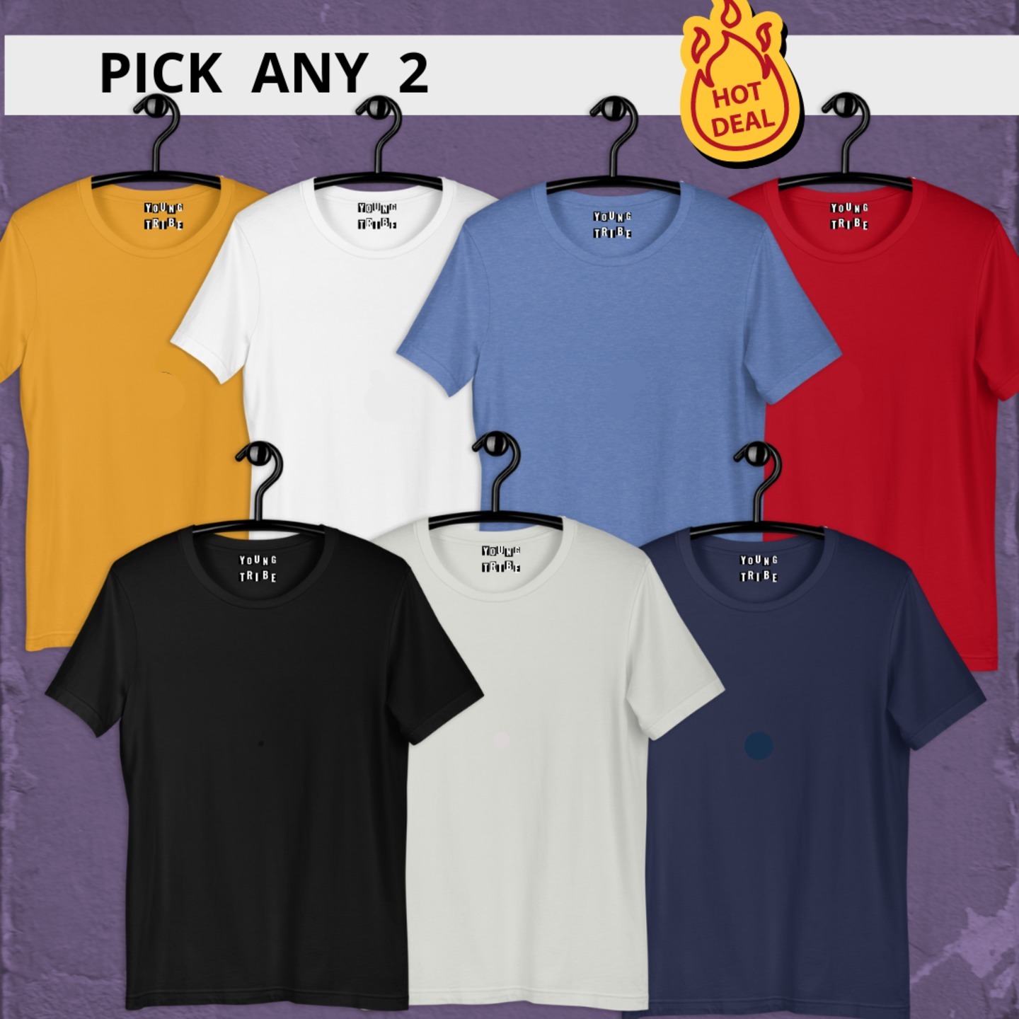 PICK ANY 2- PLAIN T-SHIRT COMBO  598.00