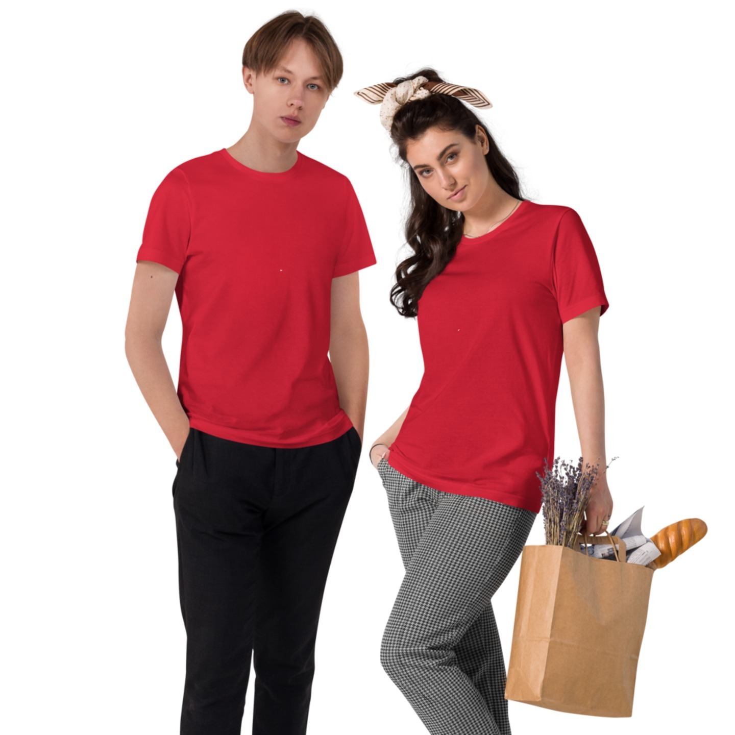 Plain Bold Red Couple T-Shirt  798-