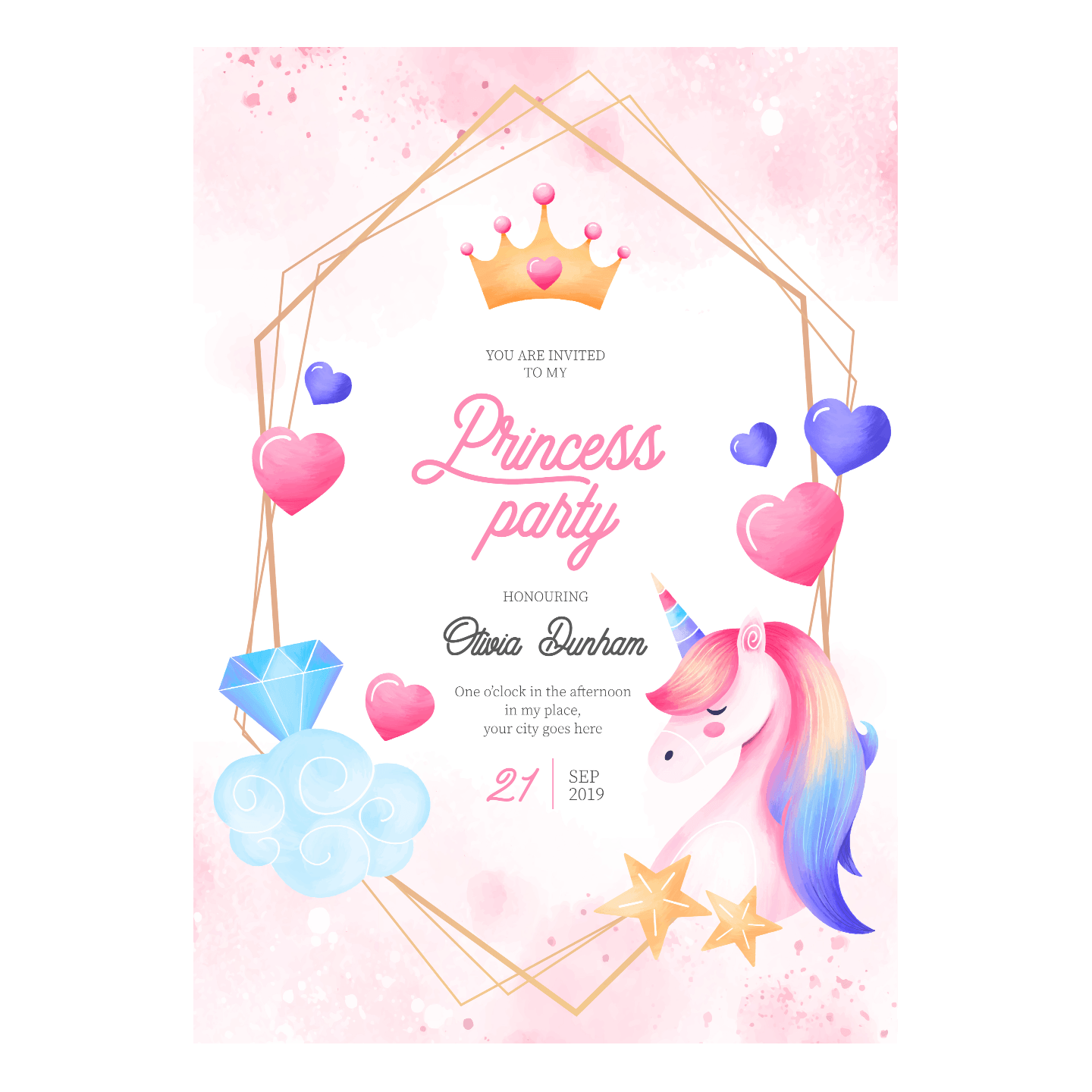 Princess Birthday Invitation Templates | BIR-5046