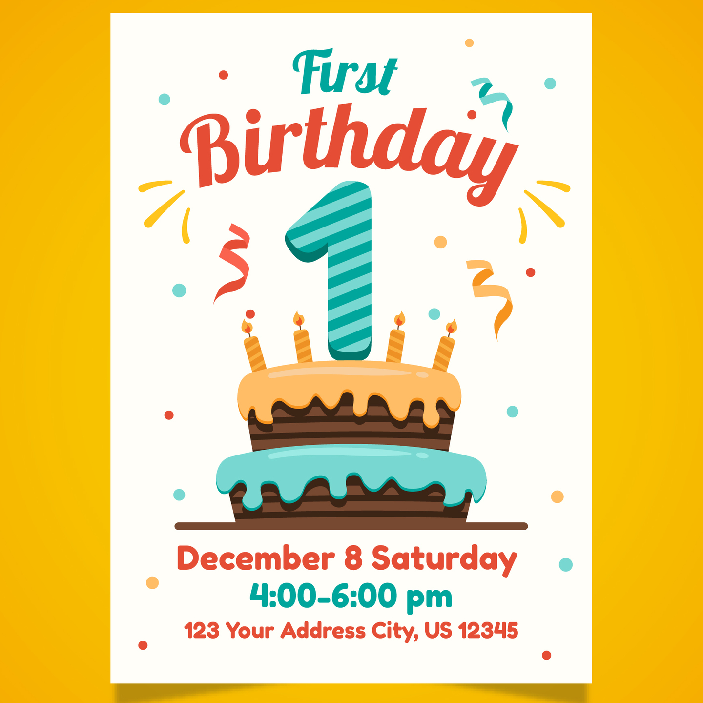 First Birthday Invitation Templates | BIR-5044