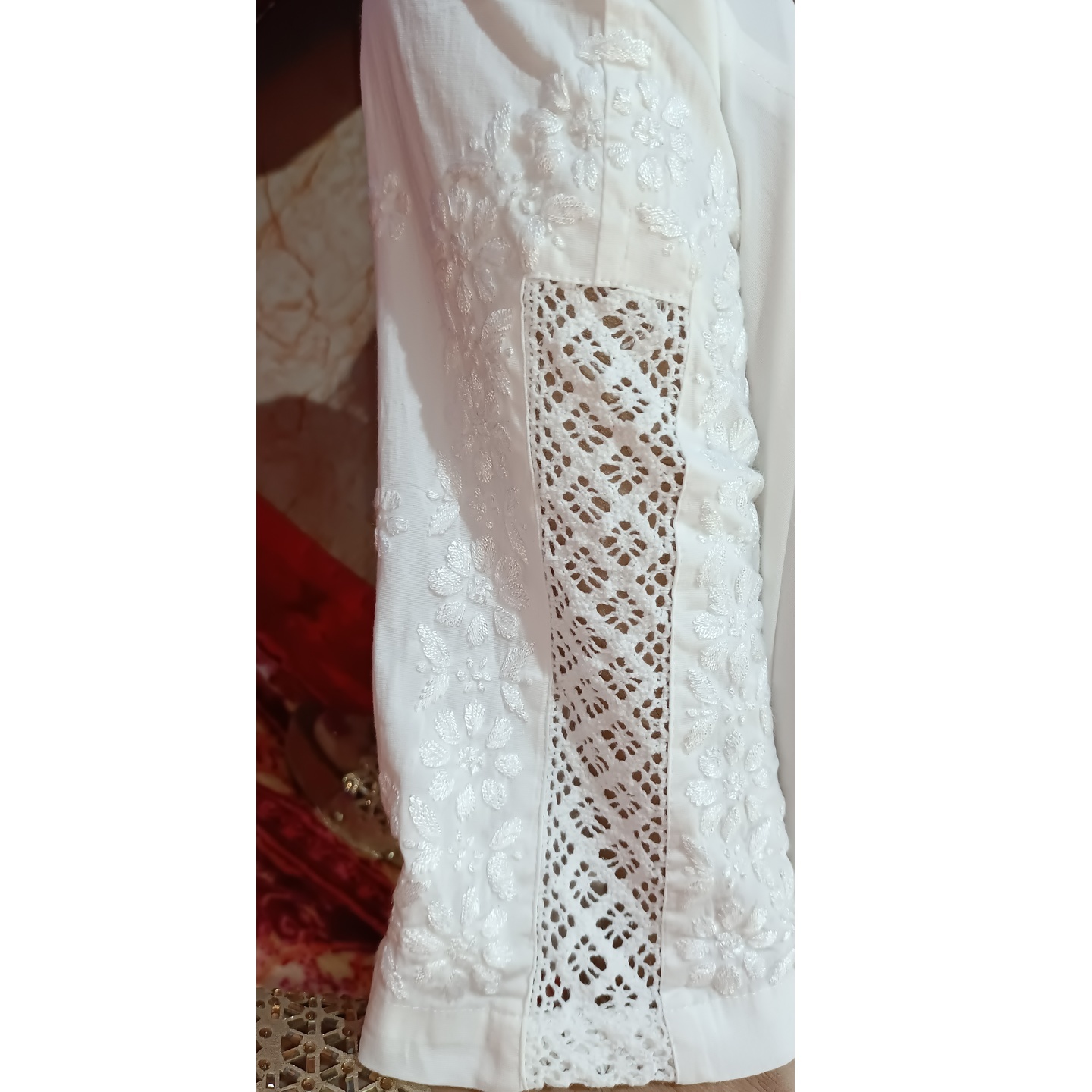 Stretchable Cotton Lycra Pant with Chikankari Work