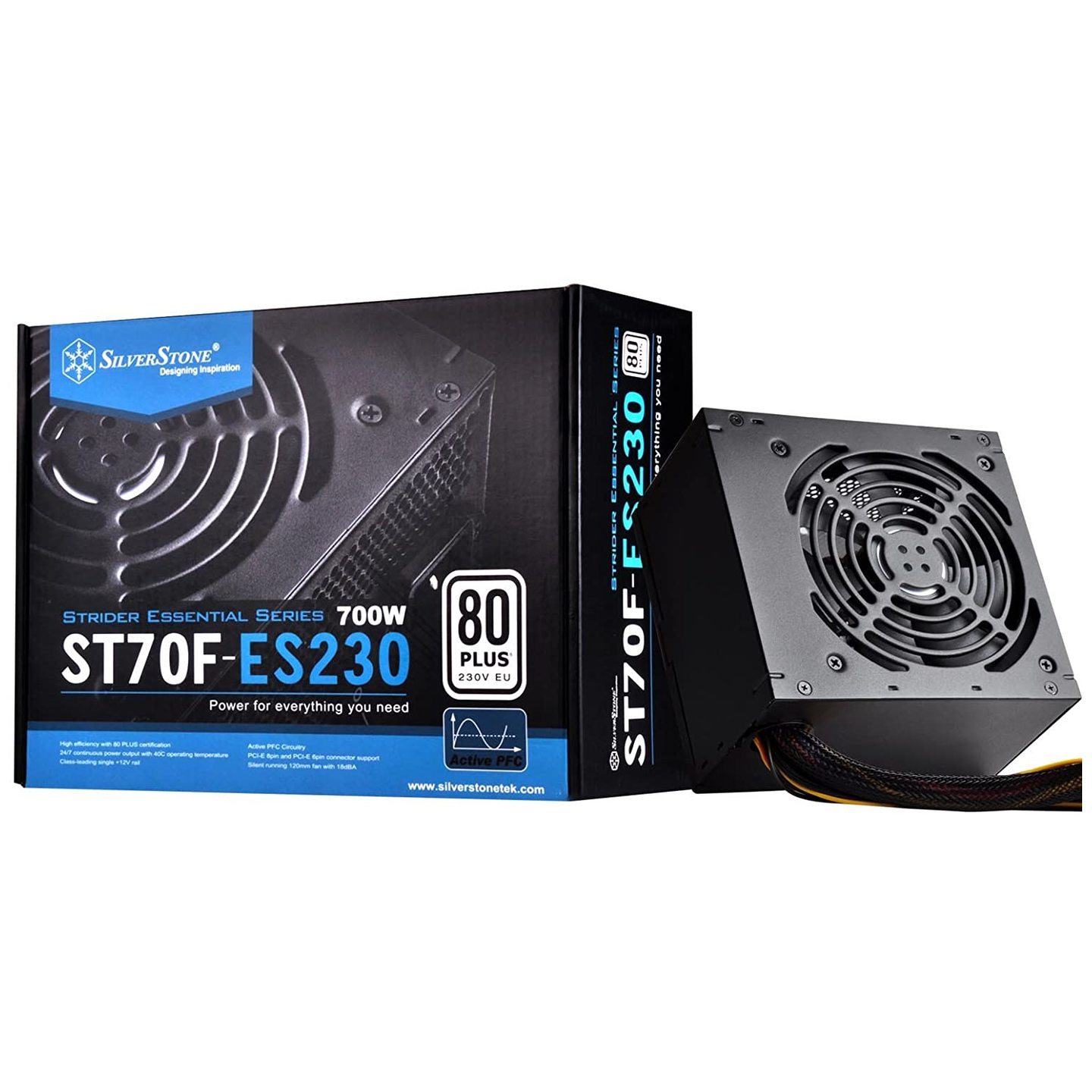 SilverStone SST-ST70F-ES230 - Strider Essential Series, 700W 80 Plus 230V EU ATX PC Power Supply, Low Noise 120mm
