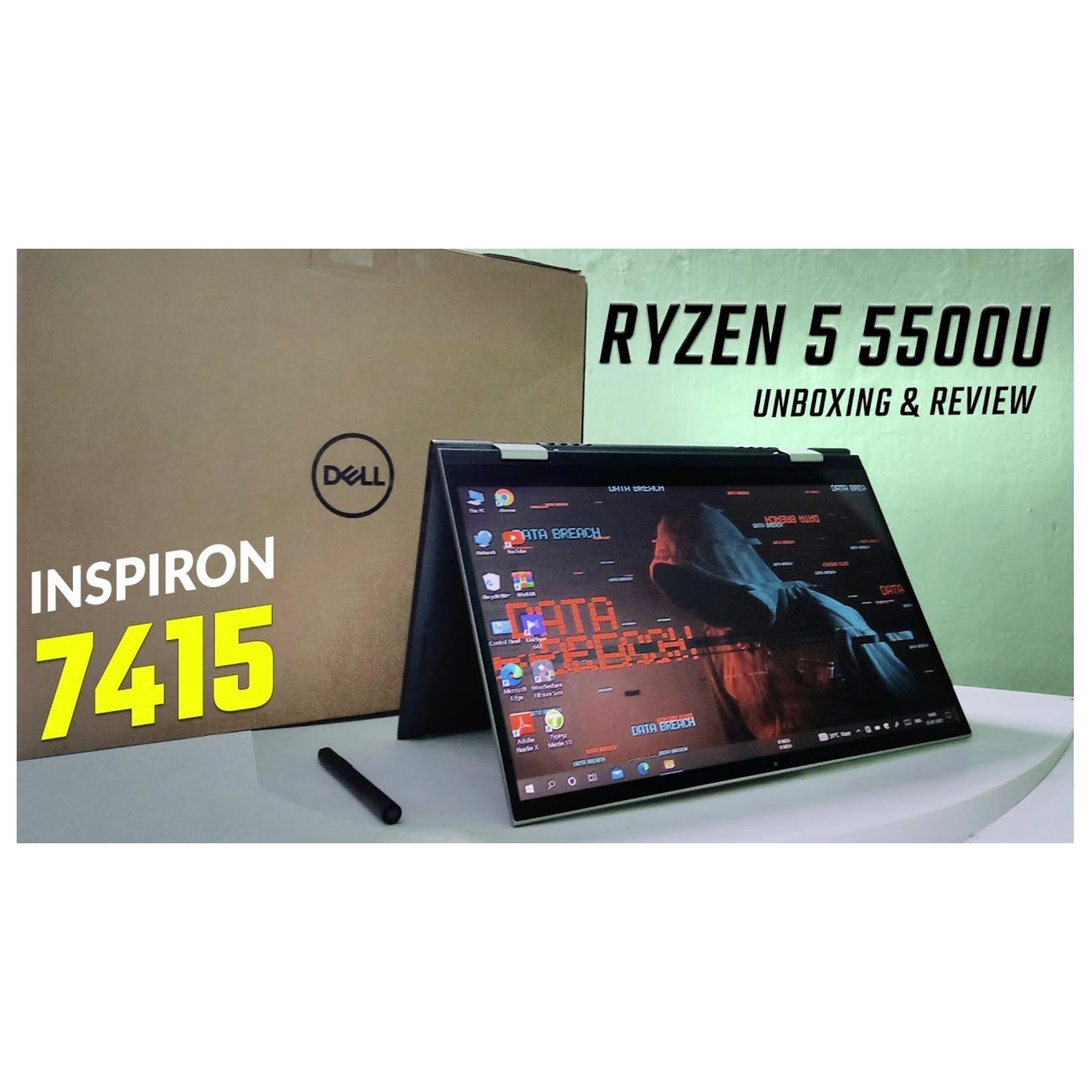 Rajsri Computers-Dell Inspiron 7415 14 inch FHD Touch Display 2in1 Laptop (R5 5500U / 8GB / 512GB SSD / Integrated Graphics / Win 10 + MSO / Backlit KB + FPR + Active Pen /Pebble Metal Color) D560470WIN9P