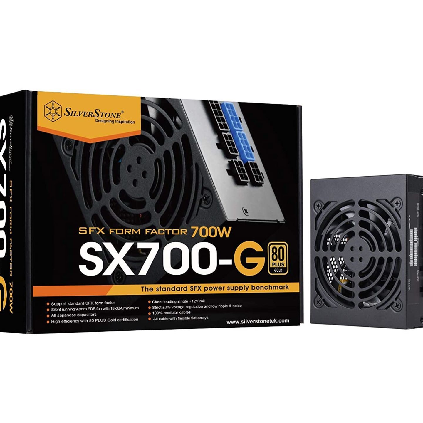 SilverStone Technology SST-SX700-G 700W SFX Fully Modular 80 Plus Gold PSU with Improved 92mm Fan and Japanese Capacitors.