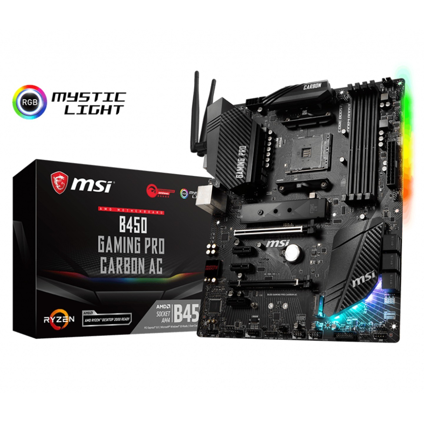 Rajsri Computers-MSI B450 Gaming PRO Carbon MAX WiFi AM4 ATX Gaming Motherboard (Supports AMD Ryzen 5000 Series Processors)