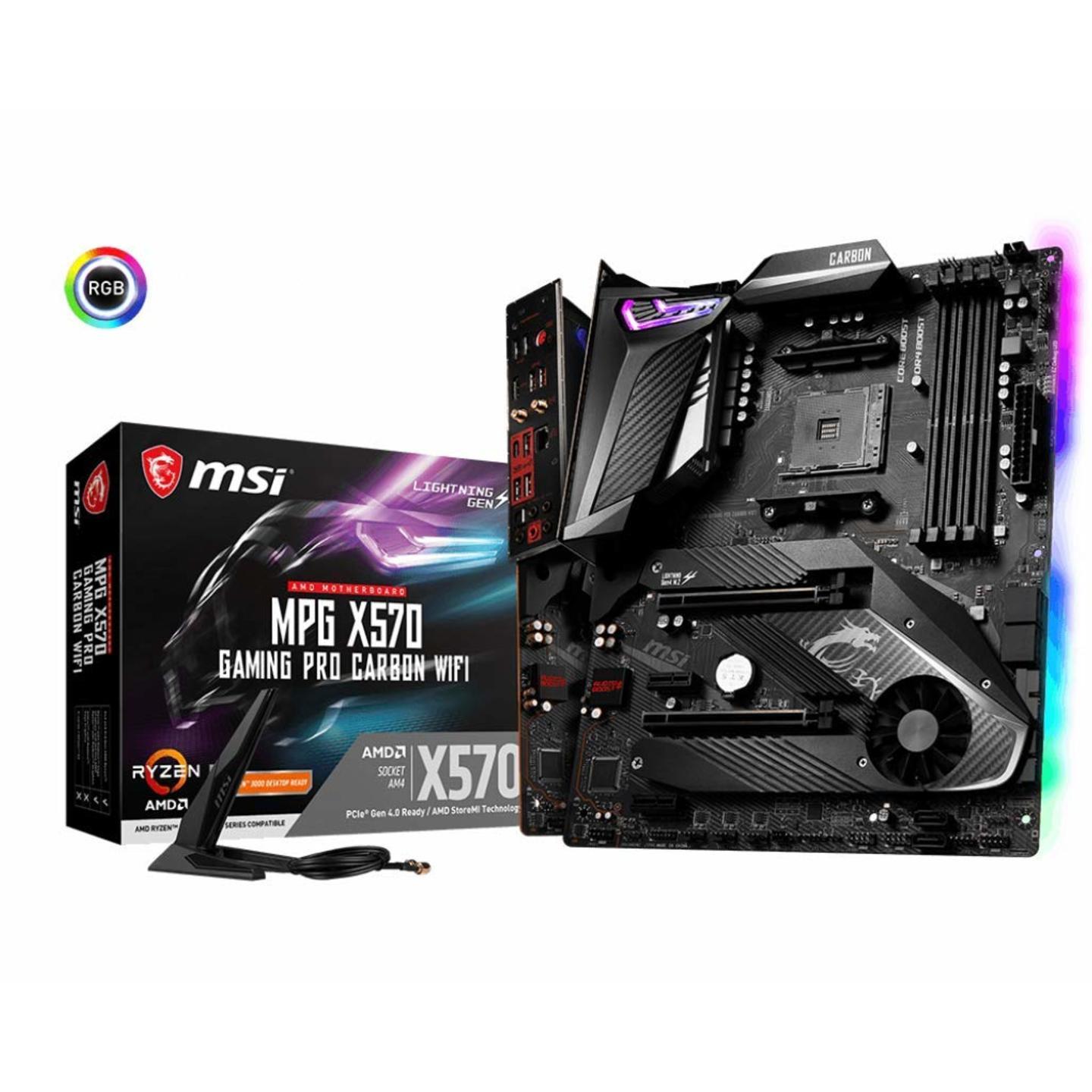 Rajsri Computers-MSI Components MPG X570 Gaming PRO Carbon Wi-Fi Motherboard AMD AM4, DDR4, PCIe 4.0, SATA 6Gbs, m.2, USB 3.2 Gen 2, AX Wi-Fi 6, HDMI, ATX