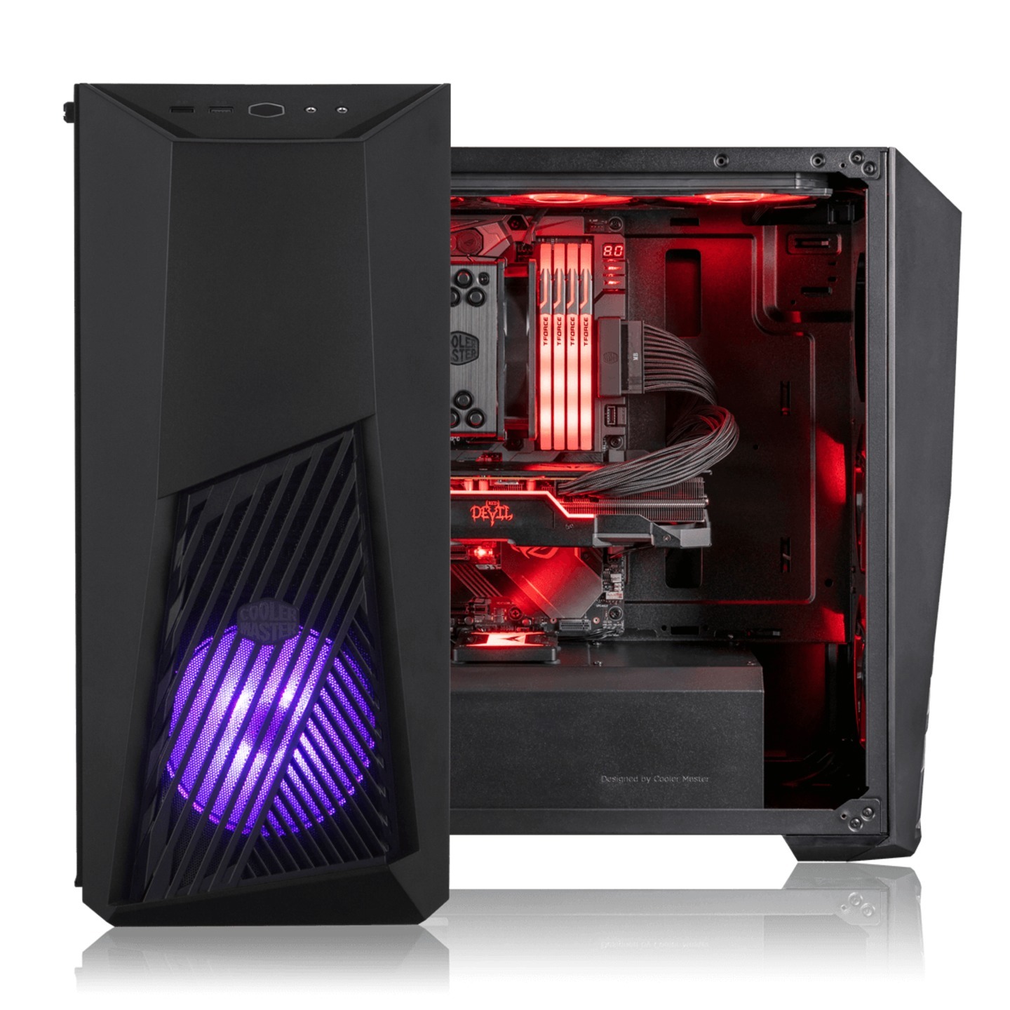 Rajsri Computers-Cooler Master MasterBox K501L RGB V2 Mid Tower Gaming Case with Pre-Installed RGB Fan, PSU Shroud and Tempered Glass Side Panel